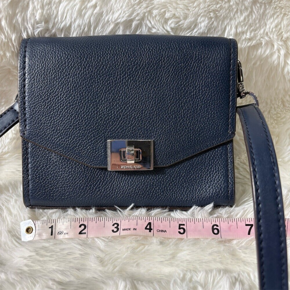 Michael Kors Crossbody Bag Womens Small Navy Blue Turn Lock w/ COA